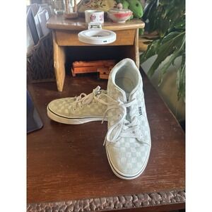 Vans Womens Checkered Light Green White Low Top Sneaker Missy Size 4